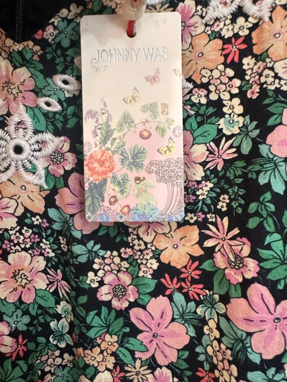 NWT Johnny Was Floral V-Neck Tunic Dress in Pink & Green size S - Picture 6 of 7